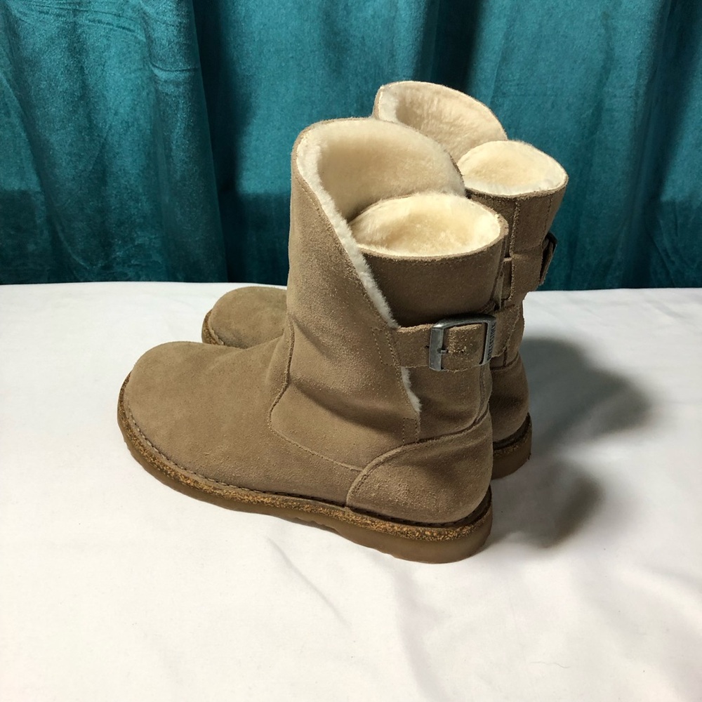 Birkenstock Uppsala Shearling Suede Leather boots gray taupe shearling lining 38 - Picture 13 of 13